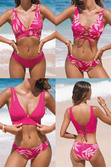 Reversible Lace Up Bikini Top Standard Bottoms Set