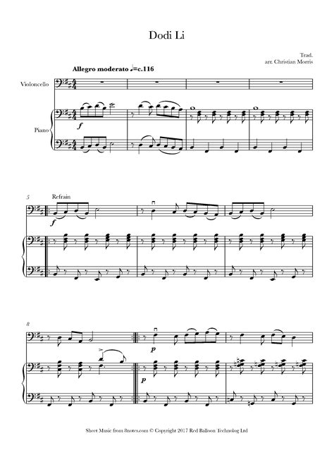 Dodi Li Sheet Music For Cello Notes