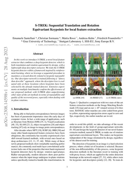 S TREK Sequential Translation And Rotation Equivariant Keypoints For