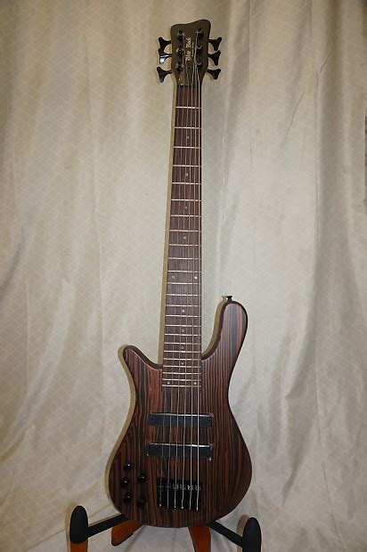 Left Handed Bass Guitar 6 String Active Pickups Zebra Wood Reverb