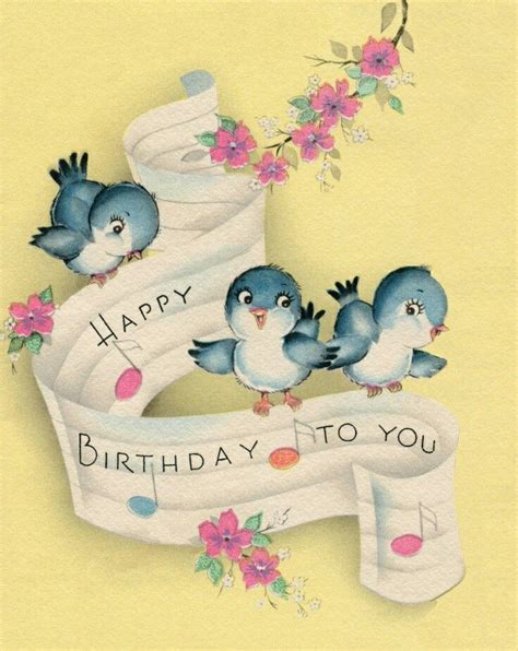 3 Blue Birds Happy Bday Birthday Wishes Greeting Cards Birthday