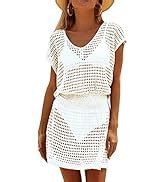 Jeasona Womens Bathing Suit Cover Up Beach Bikini Swimsuit Swimwear Crochet Dress Beige S At
