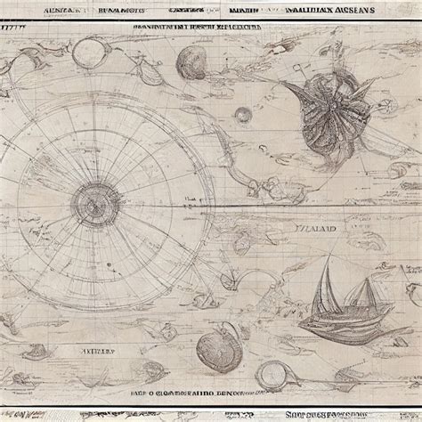 Vintage Antique Nautical Celestial Maps Graphite Sketches On Stained