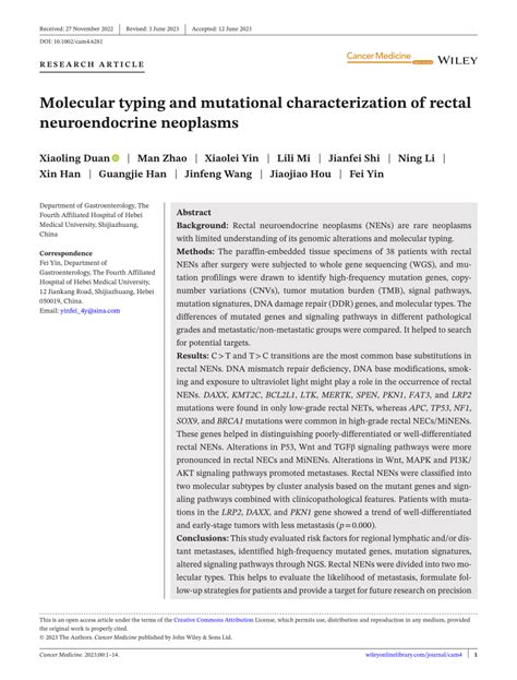 PDF Molecular Typing And Mutational Characterization Of Rectal