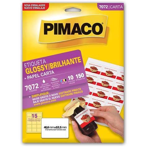 Etiqueta Ink Jet Laser Glossy Carta G X Pimaco Pt