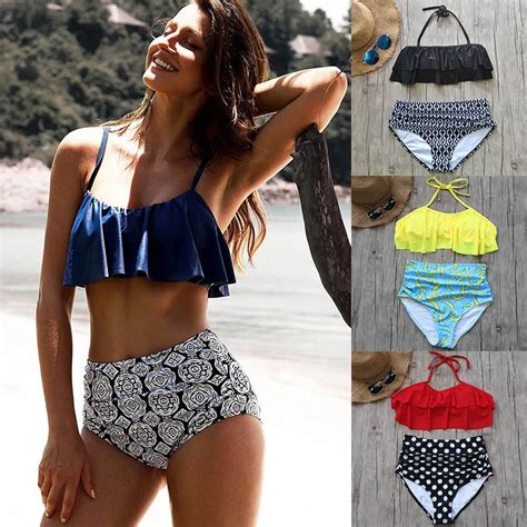 Bikini 2019 Women High Waist Swimsuit Push Up Plus Size Swimwear Female