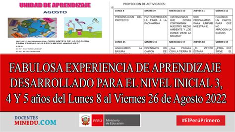 FABULOSA EXPERIENCIA DE APRENDIZAJE DESARROLLADO PARA EL NIVEL INICIAL