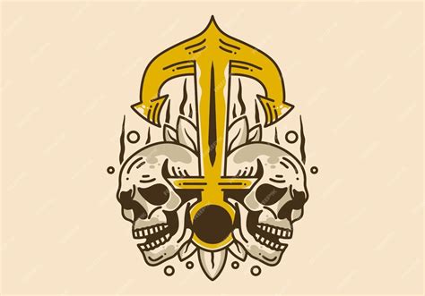 Premium Vector Vintage Illustration Design Of Anchor And Two Skulls