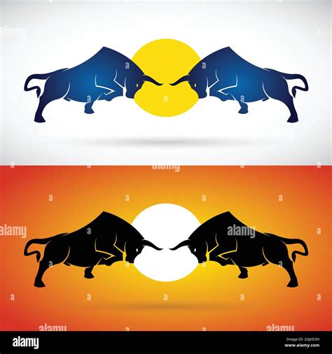 Vector Image Of Bull Fight On White Background And Orange Background