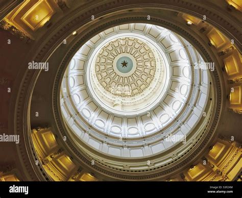 View looking up at the Texas Capitol Building dome interior, Austin ...