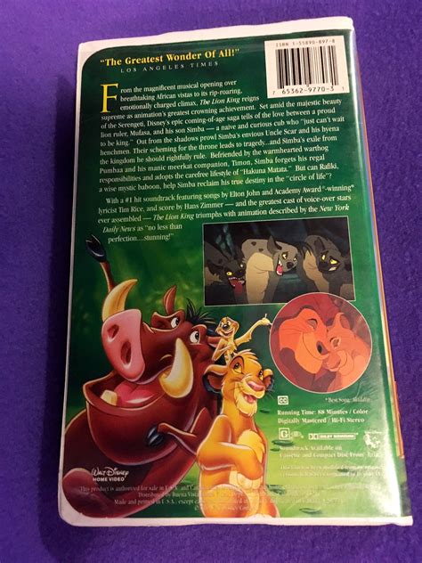 The Lion King Vhs Walt Disney