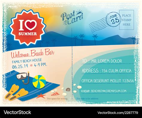 Summer postcard background Royalty Free Vector Image