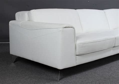 White Leather Sofa With Chaise Longue | Mostly Danish Furniture Ottawa