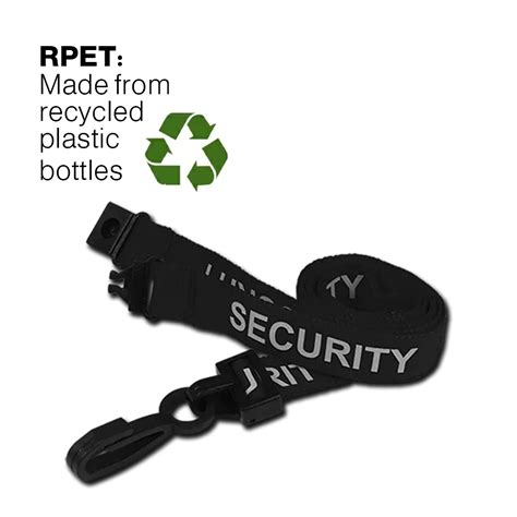 Recycled SECURITY Lanyards With Plastic J Clip Pack Of 100 Black