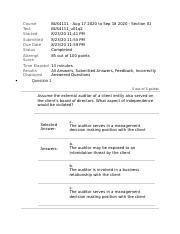 U01q2 Part B BUS4111 Docx Course Test Started Submitted Due Date