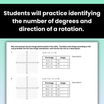 Rotations On The Coordinate Plane Worksheet