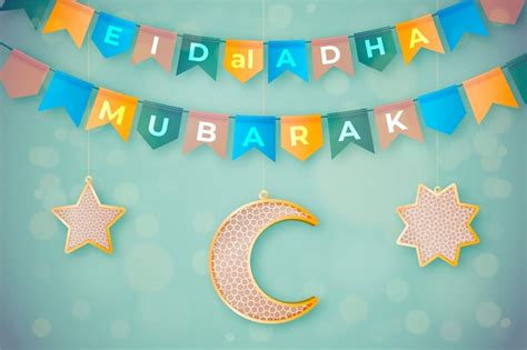 Premium Vector | Realistic eid al-adha decorations illustration