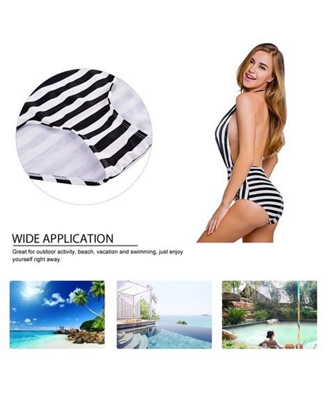 Fitibest Women Stylish One Piece Bikini Swimsuit High Waist Bathing Suits Backless Striped