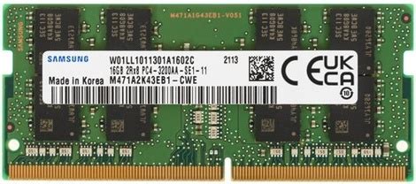 Оперативная память Samsung SO-DIMM 16GB DDR4-3200 (M471A2K43EB1-CWE ...