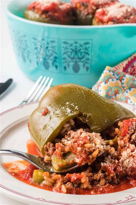 Ground Beef And Rice Stuffed Green Peppers Recipe