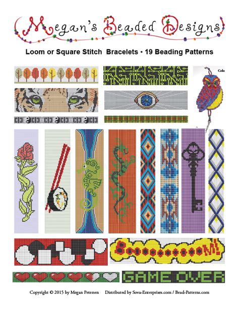 Loom Or Square Bracelets Beading Pattern Collection Of 19 Designs