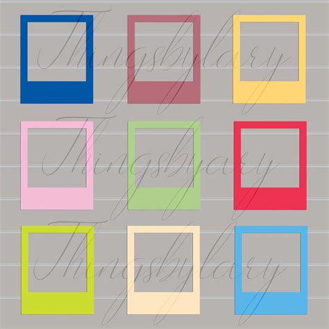 102 Solid Color Polaroid Frames Clip Art Digital Photo Frame By