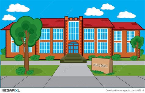 Cartoon High School Building