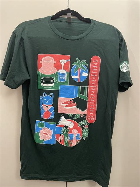 Rare Starbucks Seattle Shirt Green Pan Asian Employee Gem