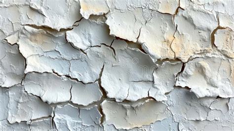 Close Up View Of A Cracked And Peeling White Paint Surface Texture