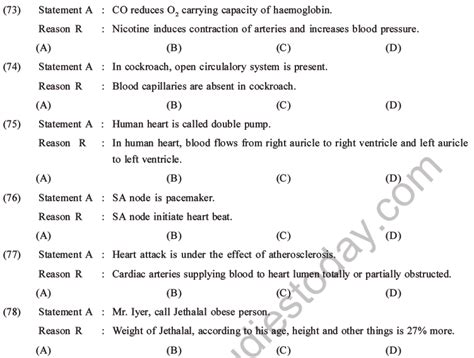 Neet Biology Body Fluids And Circulation Mcqs Set B Multiple Choice