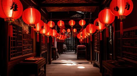 Hanging Lantern An Asian Hallway With Red Lanterns And Paper Backgrounds | JPG Free Download ...