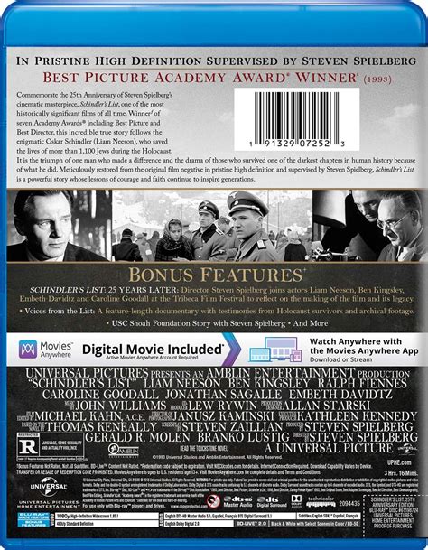 Schindlers List Th Anniversary America Dvd