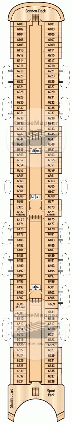 Artania deck 6 plan | CruiseMapper