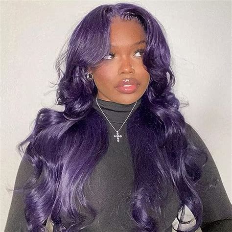 Amazon Yms Transparent Hd Lace Front Wigs Human Hair Purple Human