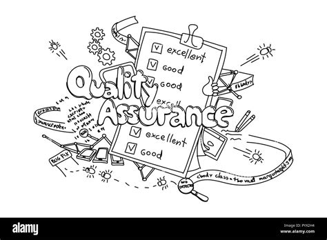 Quality Assurance Vector Hand Drawn Illustration Isolated On White