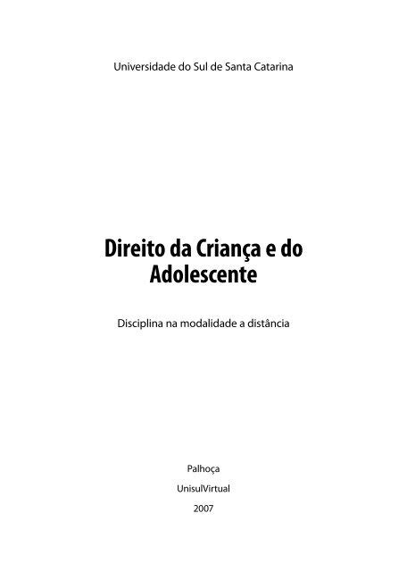 Direito Da Crian A E Do Adolescente Unisul