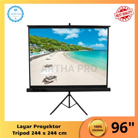 Jual Screen Projector Tripod 96 Layar Proyektor Pakai Kaki 96 Inch