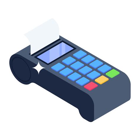 Payment Counter Device Card Machine Icon In Isometric Design