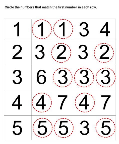 Number Matching Worksheets Preschool Worksheets Learning Numbers