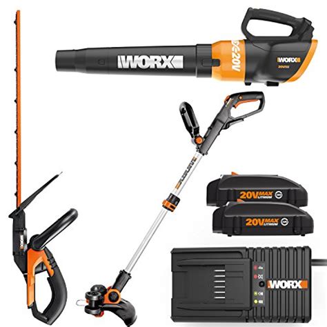 Worx Wo7042 20v Powershare Grass Trimmeredger Hedge Trimmer And Turbine Blower Combo Kit With 2