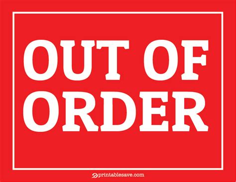 Printable Out Of Order Signs Collection