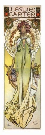 Mucha Theatre Poster Starring Leslie Carter Art Print Alphonse