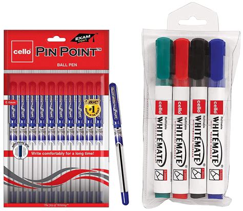 Cello Pinpoint Ballpoint Pens Blue Pack Of 10 Whitemate Whiteboard