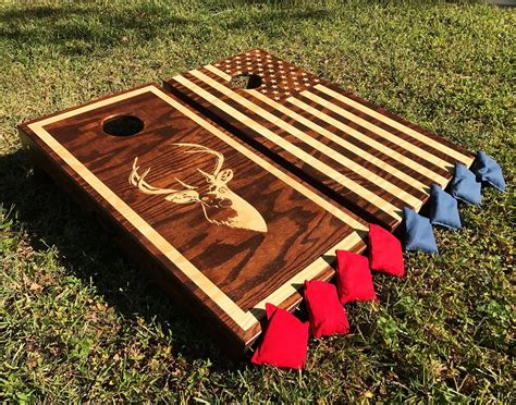 Hand Made Corn Hole Boards 2 AMERICAN FLAG Bags Etsy Cornhole