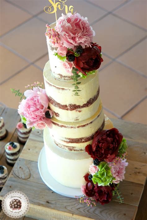 Peony Semi Naked Cake Mericakes Cake Designer
