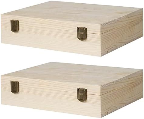 Amazon ZKHOB 2 Pack Unfinished Wooden Box With Lid Small Wood