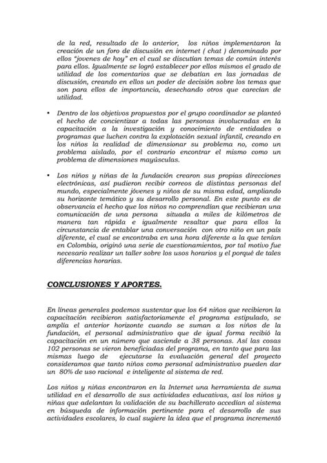 Informe Final Prevenci N De Abuso Y Explotaci N Sexual De Ni Os Ni As