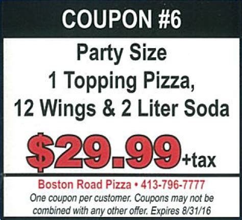 Coupons - Boston Road Pizza