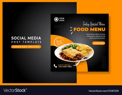 Food Menu Social Media Post Banner Template Vector Image