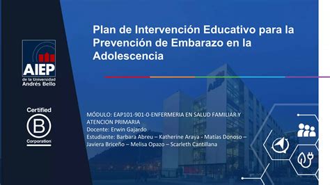 Plan de Intervención Educativo para la Prevención de Embarazo en la